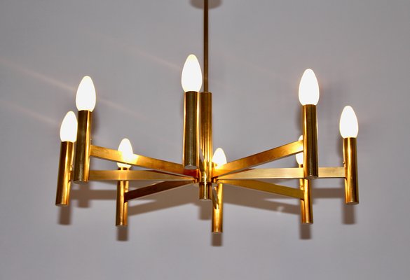 Mid-Century Modern Italian Golden Ceiling Lamp by Gaetano Sciolari, 1960s-NB-770431