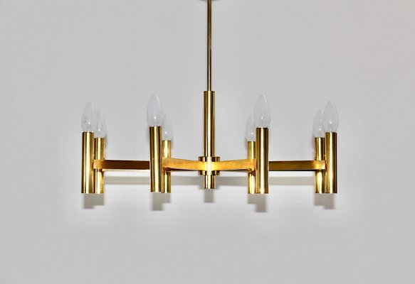 Mid-Century Modern Italian Golden Ceiling Lamp by Gaetano Sciolari, 1960s-NB-770431