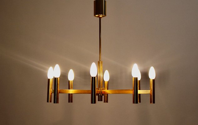 Mid-Century Modern Italian Golden Ceiling Lamp by Gaetano Sciolari, 1960s-NB-770431