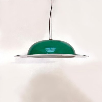 Mid-Century Modern Italian Hat-Shaped Green Metal Chandelier, 1970s-GDD-1097147