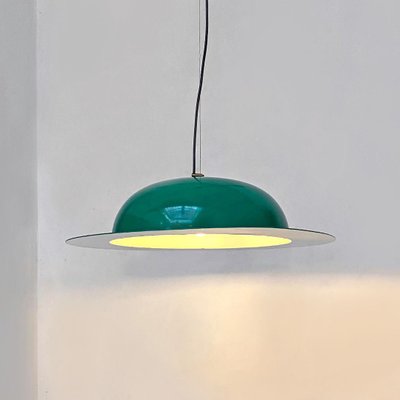 Mid-Century Modern Italian Hat-Shaped Green Metal Chandelier, 1970s-GDD-1097147