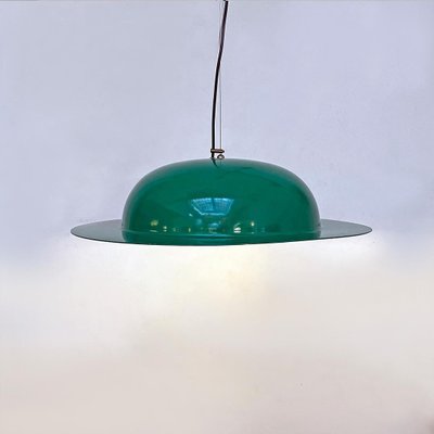 Mid-Century Modern Italian Hat-Shaped Green Metal Chandelier, 1970s-GDD-1097147