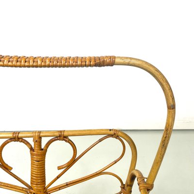 Mid-Century Modern Italian Magazine Rack in Woven Rattan with Handle, 1960s-GDD-1777393