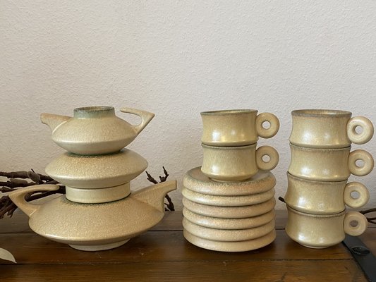 Mid-Century Modern Italian Modernist Stackable Tea Set in Ceramic from SC3, 1970s, Set of 9-PYR-1194015