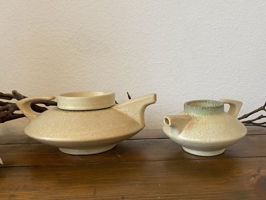 Mid-Century Modern Italian Modernist Stackable Tea Set in Ceramic from SC3, 1970s, Set of 9-PYR-1194015