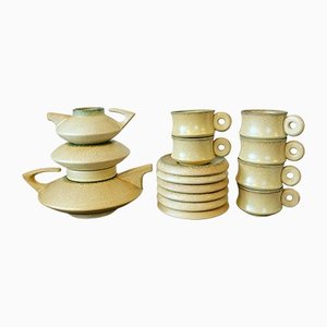 Mid-Century Modern Italian Modernist Stackable Tea Set in Ceramic from SC3, 1970s, Set of 9-PYR-1194015