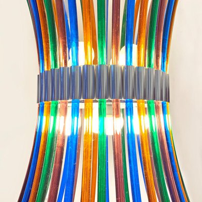 Mid-Century Modern Italian Multi Colored Murano Chandelier with Curved Rods, 1970s-GDD-1097206