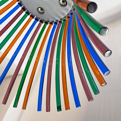 Mid-Century Modern Italian Multi Colored Murano Chandelier with Curved Rods, 1970s-GDD-1097206