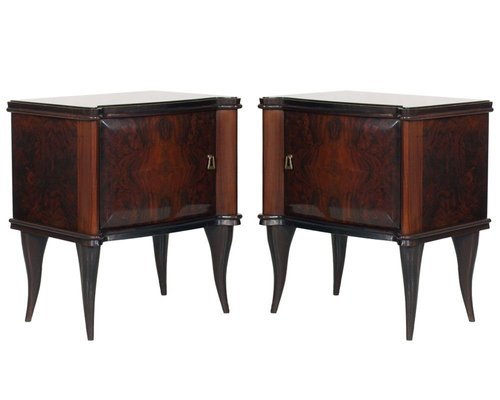 Mid-Century Modern Italian Nightstands in Burl Walnut by Vittorio Dassi, 1950s, Set of 2-NJV-749278