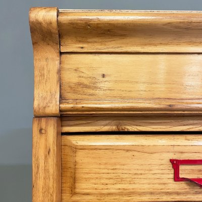 Mid-Century Modern Italian Office Filing Cabinet in Wood and Red Metal, 1940s-GDD-1797791