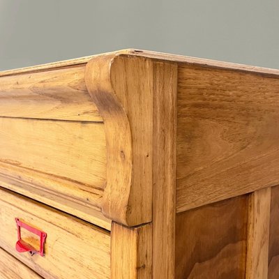 Mid-Century Modern Italian Office Filing Cabinet in Wood and Red Metal, 1940s-GDD-1797791