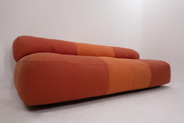 Mid-Century Modern Italian Orange Sofa with Ottoman by Arflex, 1970s, Set of 2-FGA-1325456