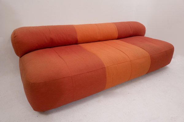 Mid-Century Modern Italian Orange Sofa with Ottoman by Arflex, 1970s, Set of 2-FGA-1325456