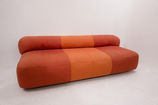 Mid-Century Modern Italian Orange Sofa with Ottoman by Arflex, 1970s, Set of 2-FGA-1325456