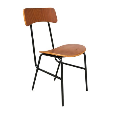 Mid-Century Modern Italian Palisander Chair in Wood with Metalic Structure, 1950, Set of 6-UZ-1250909