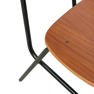 Mid-Century Modern Italian Palisander Chair in Wood with Metalic Structure, 1950, Set of 6-UZ-1250909