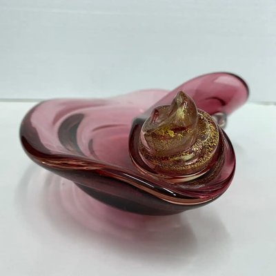 Mid-Century Modern Italian Purple and Gold Murano Glass Ashtray, 1970s-NMK-1361261