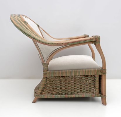 Mid-Century Modern Italian Rattan and Wicker Armchairs, 1979, Set of 2-FER-1761522