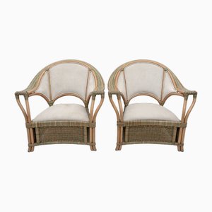 Mid-Century Modern Italian Rattan and Wicker Armchairs, 1979, Set of 2-FER-1761522