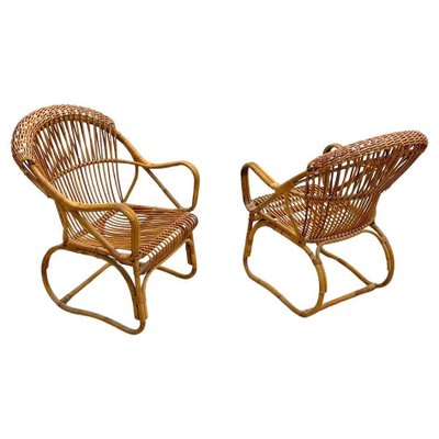 Mid-Century Modern Italian Rattan Armchairs, 1960s-FGA-1216989