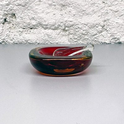 Mid-Century Modern Italian Red Murano Ashtray with Yellow and Green Shades,1970s-GDD-1097265