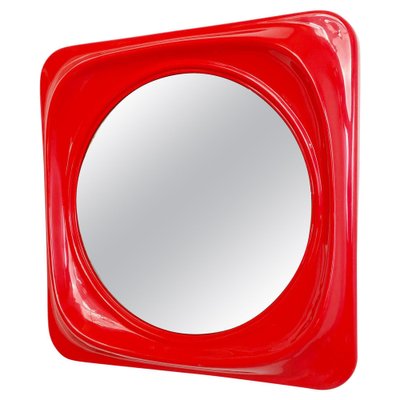 Mid-Century Modern Italian Red Plastic Mirror, 1980s-GDD-1313673