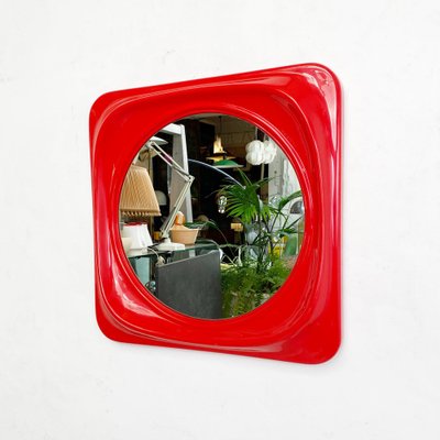 Mid-Century Modern Italian Red Plastic Mirror, 1980s-GDD-1313673