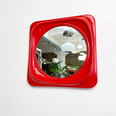 Mid-Century Modern Italian Red Plastic Mirror, 1980s-GDD-1313673