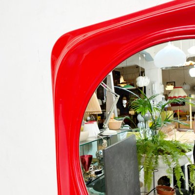 Mid-Century Modern Italian Red Plastic Mirror, 1980s-GDD-1313673