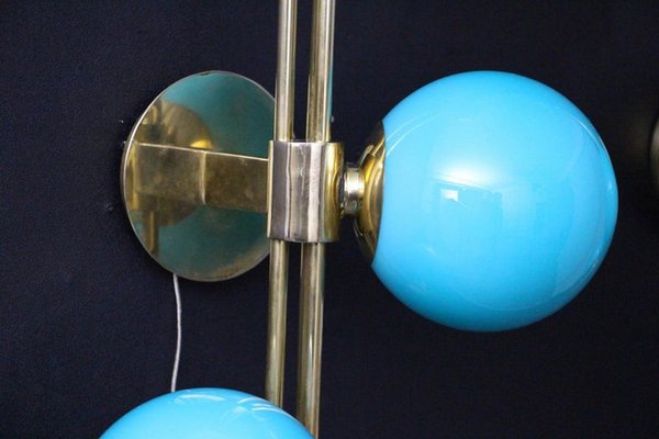 Mid-Century Modern Italian Sconces in Turquoise Tiffany Blue Glass, 2000, Set of 2-YF-1447018