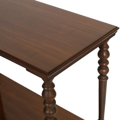 Mid-Century Modern Italian Sliding Side Table in Mahogany with Turned Legs-NJV-746002