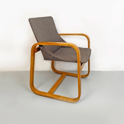 Mid-Century Modern Italian Solid Wood and Grey Fabric Armchair, 1960s-GDD-1292496