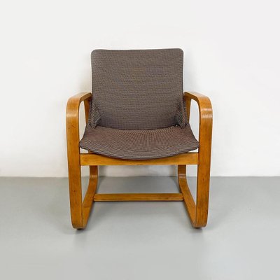 Mid-Century Modern Italian Solid Wood and Grey Fabric Armchair, 1960s-GDD-1292496