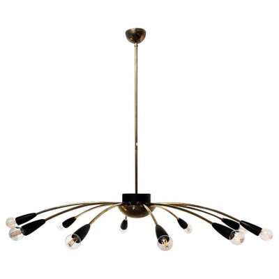 Mid-Century Modern Italian Sputnik Brass Ten Lights Chandelier, 1950s-GDD-1097308