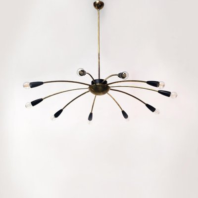 Mid-Century Modern Italian Sputnik Brass Ten Lights Chandelier, 1950s-GDD-1097308