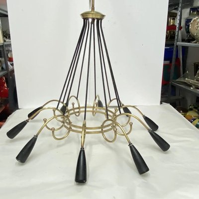 Mid-Century Modern Italian Sputnik Chandelier in Stilnovo Style, 1950s-NMK-1195865