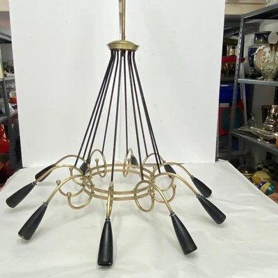 Mid-Century Modern Italian Sputnik Chandelier in Stilnovo Style, 1950s-NMK-1195865