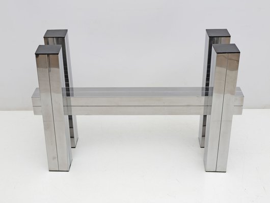 Mid-Century Modern Italian Steel and Glass Dining Table, 1980s-FER-1791786