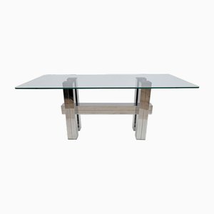 Mid-Century Modern Italian Steel and Glass Dining Table, 1980s-FER-1791786