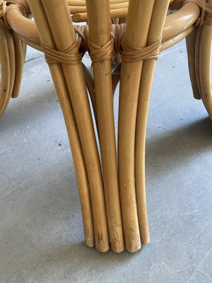 Mid-Century Modern Italian Table in Bamboo with Smoked Glass Top, 1970s-DHH-1384126