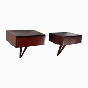 Mid-Century Modern Italian Wall Bedside Tables with Drawer in Wood, 1950s, Set of 2-GDD-2020935