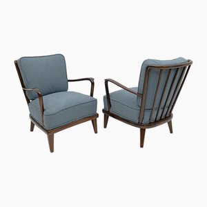 Mid-Century Modern Italian Walnut and Bouclè Armchairs, 1950s, Set of 2-FER-1811606