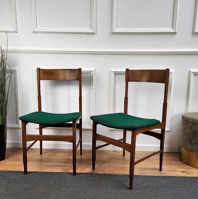 Mid-Century Modern Italian Walnut & Upholstered Dining Chairs, 1950s, Set of 6-EUP-1437168