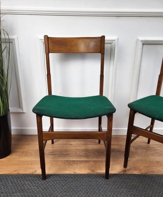 Mid-Century Modern Italian Walnut & Upholstered Dining Chairs, 1950s, Set of 6-EUP-1437168