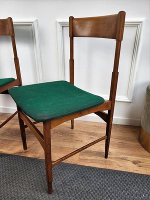 Mid-Century Modern Italian Walnut & Upholstered Dining Chairs, 1950s, Set of 6-EUP-1437168