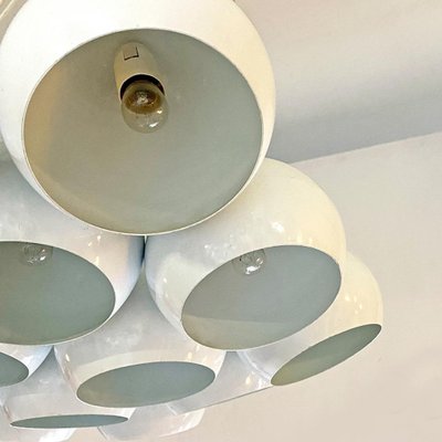 Mid-Century Modern Italian White 19 Lights Chandelier with Cluster Structure, 1970s-GDD-1097159