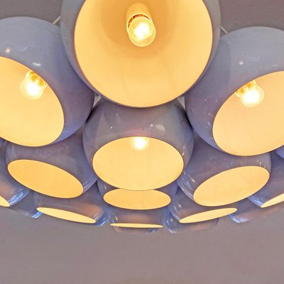 Mid-Century Modern Italian White 19 Lights Chandelier with Cluster Structure, 1970s-GDD-1097159