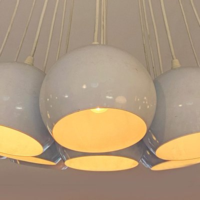 Mid-Century Modern Italian White 19 Lights Chandelier with Cluster Structure, 1970s-GDD-1097159