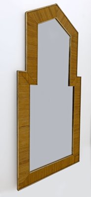 Mid-Century Modern Italian Wood and Brass Mirror, 1970s-FER-1807253