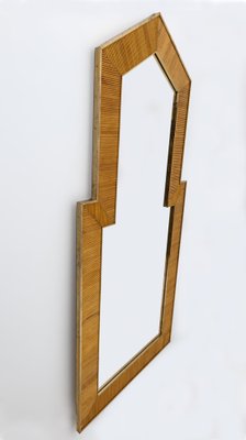 Mid-Century Modern Italian Wood and Brass Mirror, 1970s-FER-1807253